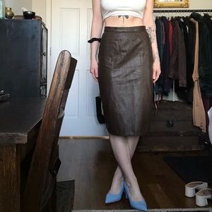Vintage Leather Pencil Skirt